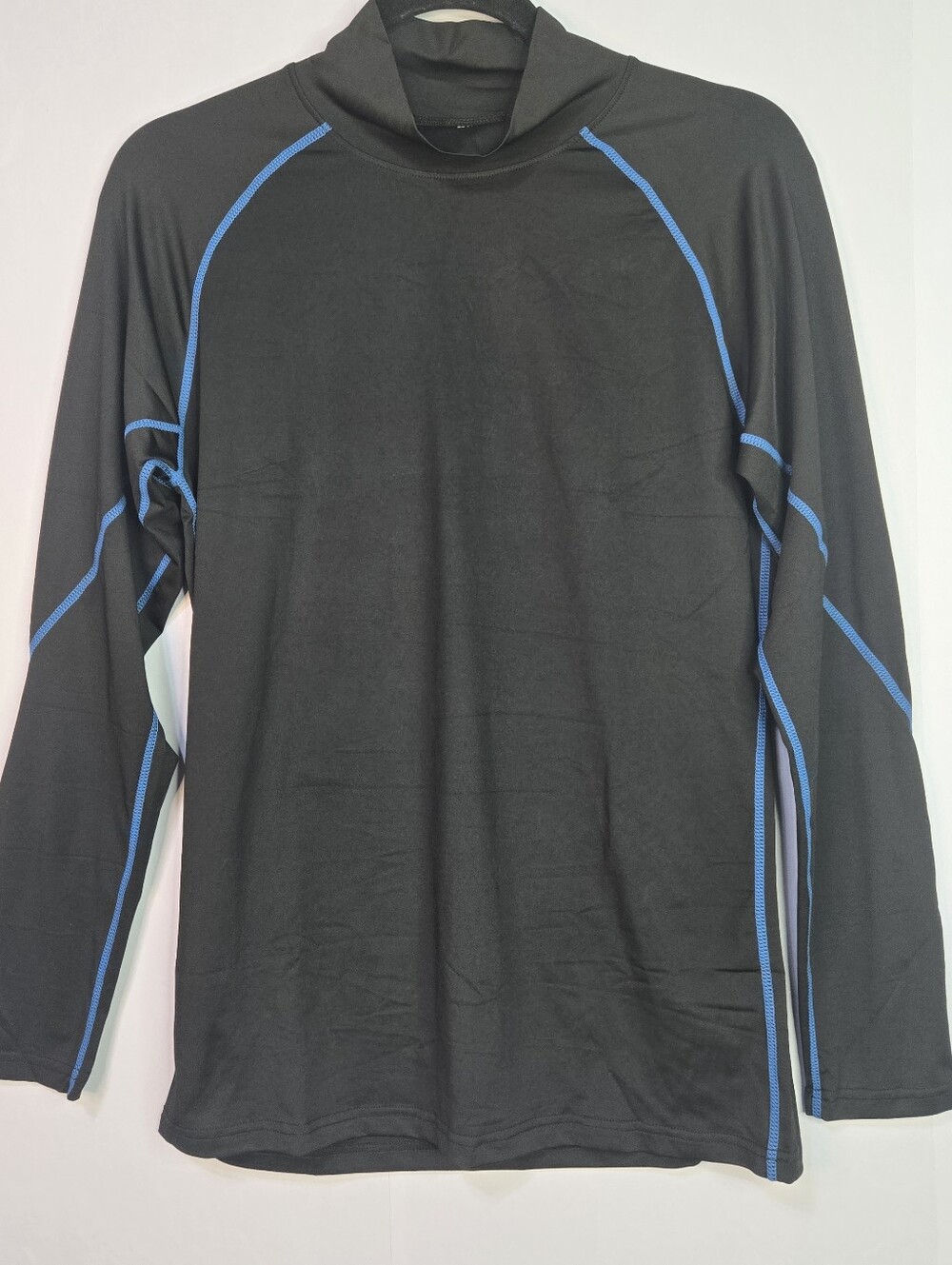 Bundle-5 Black Athletic Sz M L/Sl Athleisure Shirts, Various Colored Stitching - Picture 2 of 8
